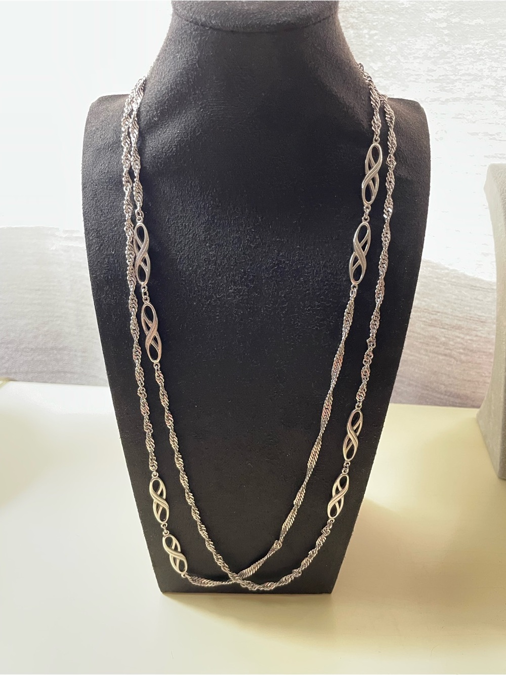 Elegant Silver-Tone Double Strand Infinity Necklace - Women's Jewelry